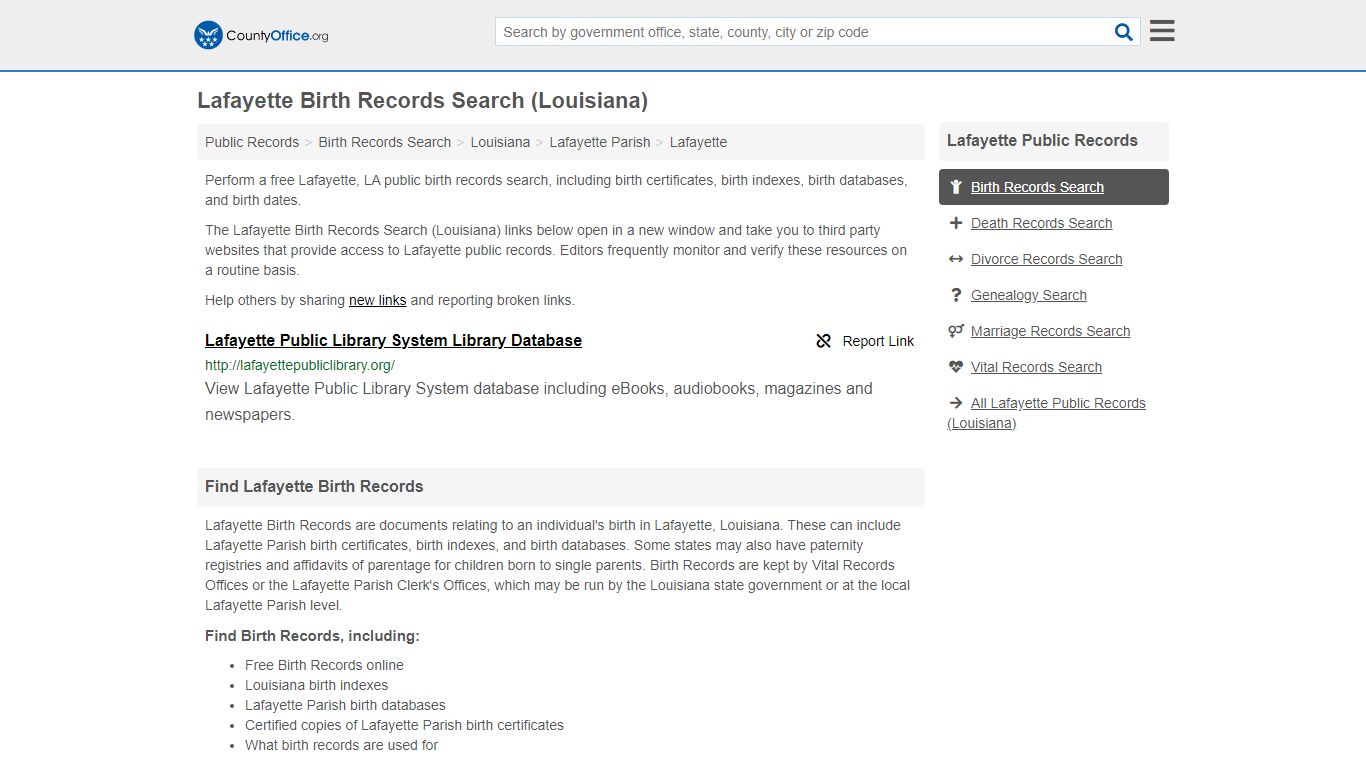 Birth Records Search - Lafayette, LA (Birth Certificates & Databases)
