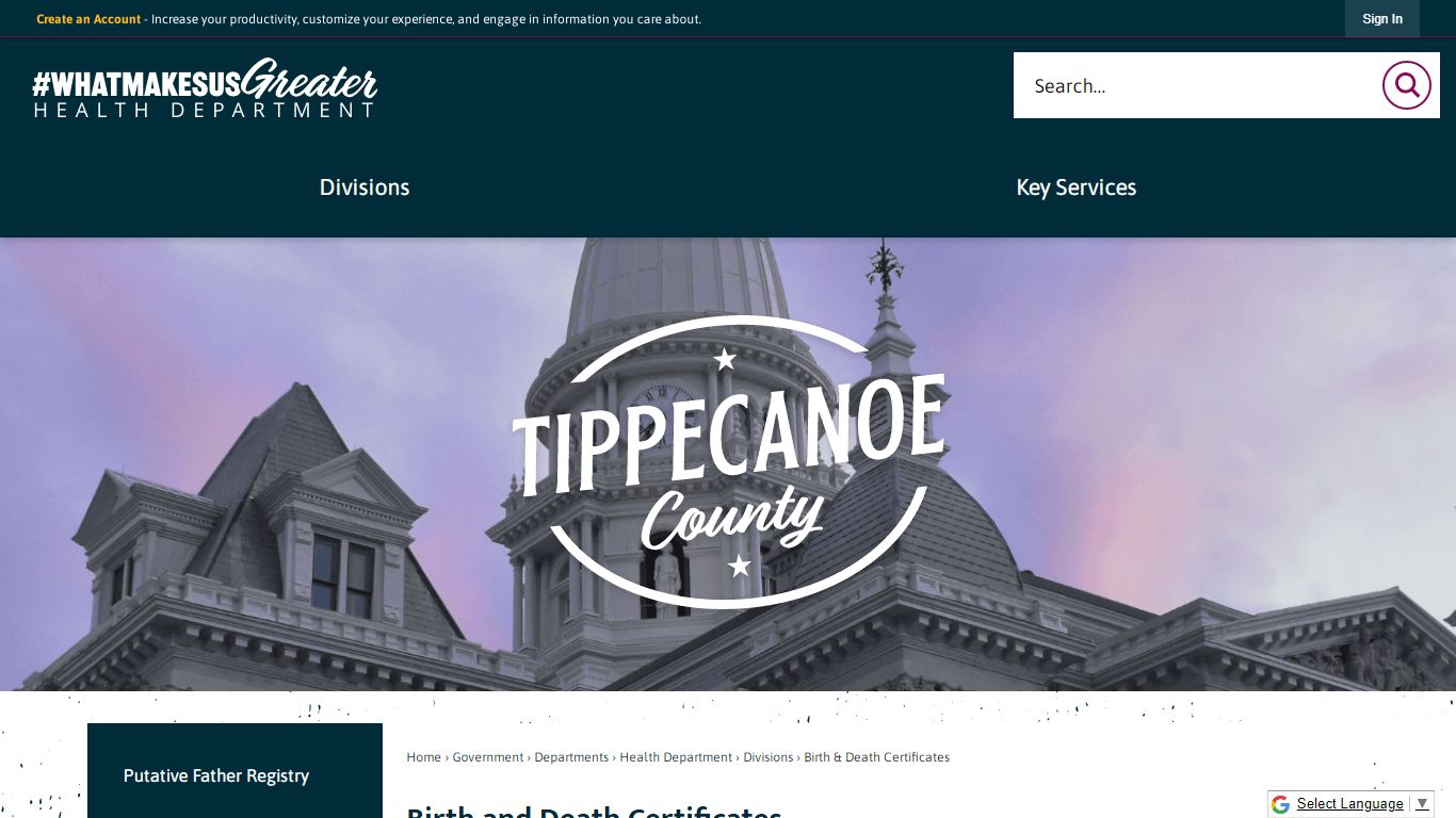 Birth and Death Certificates | Tippecanoe County, IN - Indiana